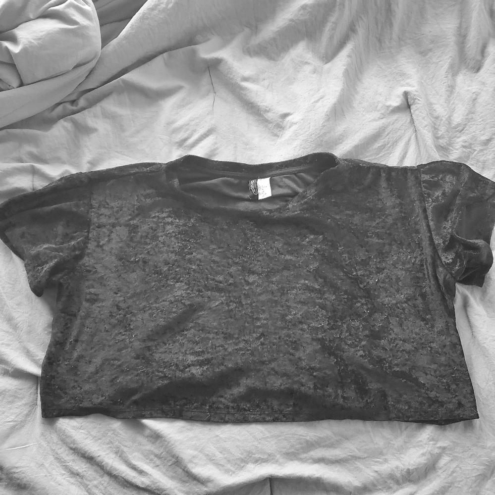 Black velvet crop top